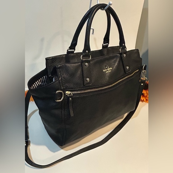 Kate Spade Black Pebble Leather Tote Shoulder bag crossbody - Picture 6 of 11
